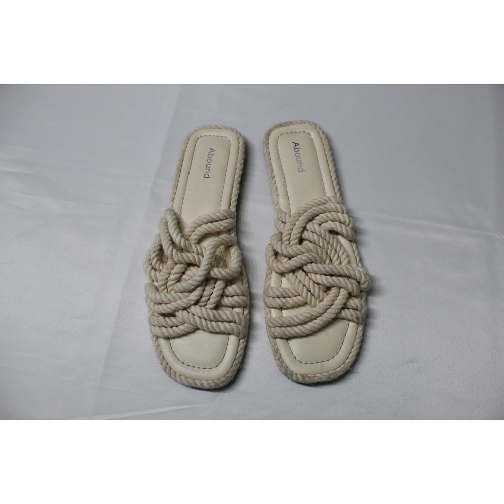 Abound Cream‎ Braided Rope Slide Sandals Womens Size 9 M Nautical Flat